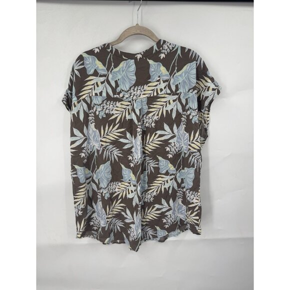 Torrid Women's Top Size 2X Taupe Blue Floral Challis Dolman Blouse Pockets - Picture 3 of 8